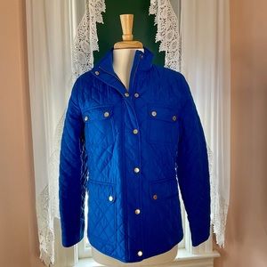 TALBOTS Lightweight Quilted Barn Jacket, Cobalt Blue, Size Medium.